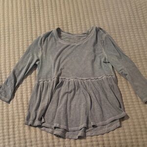 Arizona Jean Company Girls' Light Blue Peplum Long Sleeve Top